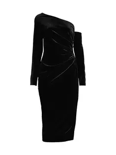 Асимметричное бархатное коктейльное платье для светских мероприятий Donna Karan New York, черный