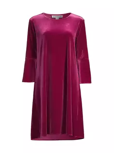 Платье прямого кроя из эластичного бархата Bella Caroline Rose, пурпурный