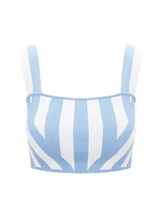 Укороченный топ в полоску Zola Staud, цвет blue seashore stripe