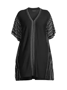 Вязаное платье в мерцающую полоску Ming Wang, Plus Size, цвет black silver