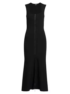 Платье миди с квадратным вырезом и воланами Giorgio Armani, черный