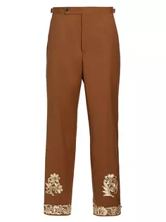 Костюмные брюки с позолоченным цветочным принтом Bode, цвет tobacco