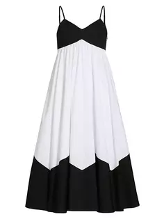 Хлопковое платье макси Grace с цветными блоками Elie Tahari, цвет noir sky white