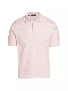 Рубашка-поло из хлопка узкого кроя с веером Saks Fifth Avenue, ярко-розовый