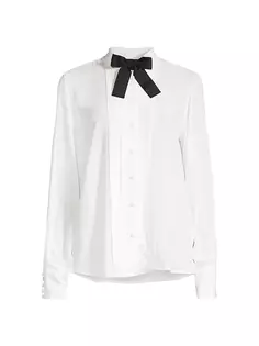 Рубашка из крепа с защипами Emporio Armani, белый