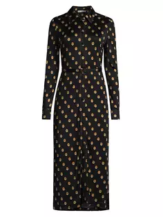 Платье-рубашка из шелкового джерси с принтом Tory Burch, мультиколор