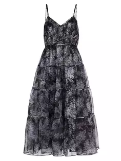 Шелковое платье миди с цветочным принтом Holiday Livvy Cinq À Sept, черный