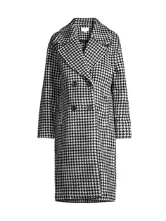 Двубортное пальто для беременных Kimberly из шерсти с узором «гусиные лапки» Emilia George, черный