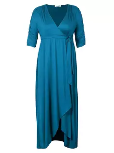 Платье макси Plus Meadow с высоким вырезом и низким вырезом Kiyonna, цвет teal topaz