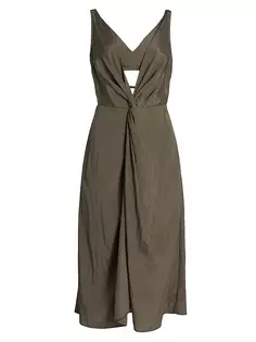 Платье миди Renada с закрученной передней частью Deveaux New York, оливковый