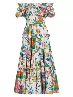 Платье миди Rosaline с открытыми плечами и цветочным принтом Love The Label, цвет kismet print