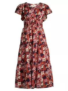Платье миди Kendall с цветочным принтом Birds Of Paradis, мультиколор
