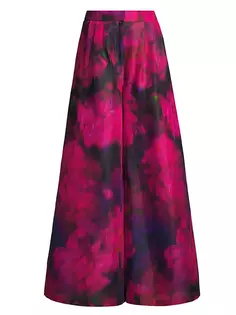 Плиссированные брюки из льна и шелка с цветочным принтом Hope For Flowers, мультиколор