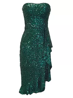 Платье миди Alexis с пайетками Dress The Population, цвет deep emerald