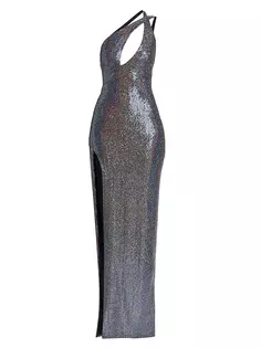 Переливающееся платье-колонна с разрезом на одно плечо The Sei, цвет galaxy