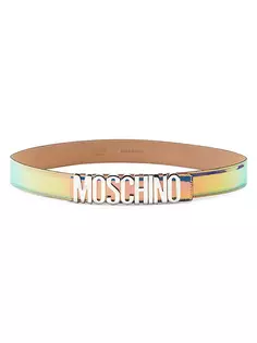 Ремень с переливающимся логотипом Moschino, мультиколор