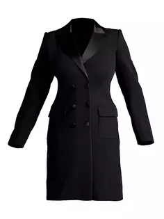 Платье-пальто из креп-атласа с V-образным вырезом Tadashi Shoji, черный