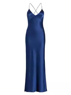 Платье-комбинация Montana с V-образным вырезом Alice + Olivia, цвет azure