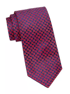 Тканый шелковый галстук с квадратным геометрическим узором Charvet, красный