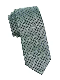 Круглый тканый шелковый галстук с геометрическим рисунком Charvet, темно-зеленый
