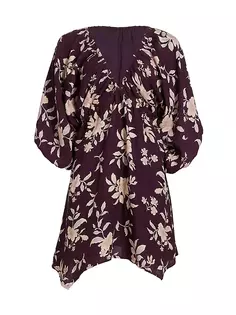 Мини-платье Portia из льна с цветочным принтом Free People, цвет black cherry combo