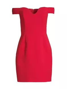 Мини-платье из эластичного твила с открытыми плечами Liv Foster, красный