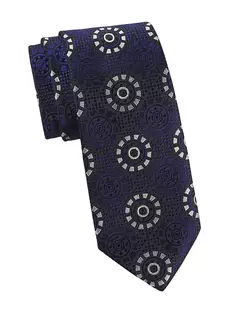 Тканый шелковый галстук с медальоном Charvet, темно-зеленый