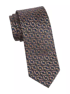 Тканый шелковый галстук с геометрическим узором и завитками Charvet, цвет rust