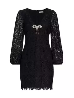 Мини-платье Sydney с кружевным бантом и кристаллами Ml Monique Lhuillier, черный