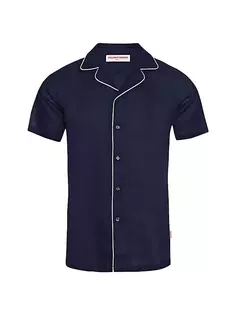 Рубашка Happy Stripe Hibbert с окантовкой Orlebar Brown, темно-синий
