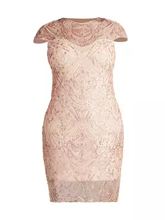 Платье-футляр из кружева плюс с бисером Tadashi Shoji, цвет pale pink