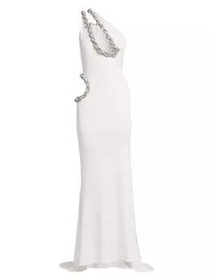 Платье на одно плечо с вырезом из веревки Stella Mccartney, цвет off white