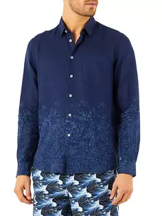 Льняная рубашка с тропическими черепахами Vilebrequin, синий