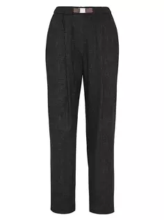 Комфортные брюки-джоггеры Sartorial из вискозы, льна и натуральной шерсти с поясом Brunello Cucinelli, серый