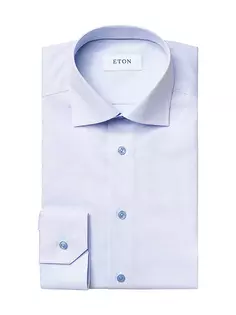 Однотонная рубашка с фактурной текстурой современного кроя Eton, синий
