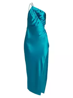 Атласное платье-миди из листового шелка The Sei, цвет lake