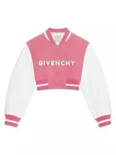 Укороченная университетская куртка из шерсти и кожи Givenchy, белый