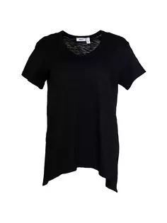 Укороченная футболка бойфренда с V-образным вырезом и короткими рукавами Wilt, черный