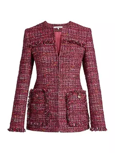 Твидовый пиджак с бахромой Santorelli, цвет bordeaux
