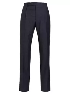 КОЛЛЕКЦИЯ Шерстяные классические брюки мини в клетку Saks Fifth Avenue, синий