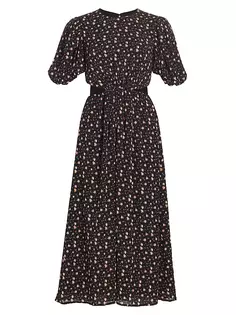 Платье миди с цветочным вырезом Marcela Wayf, черный