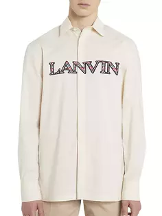 Рубашка свободного кроя с вышитым логотипом Lanvin, экрю