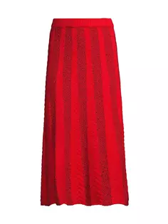 Трикотажная юбка миди в текстурную полоску Misook, красный