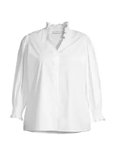 Хлопковая рубашка больших размеров Bonnie Harshman, Plus Size, белый