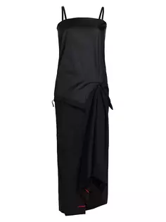 Платье-миди из атласа и шерсти Maison Margiela, черный