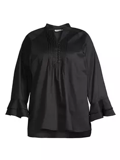 Хлопковая блузка больших размеров Nagisa с защипами Harshman, Plus Size, черный