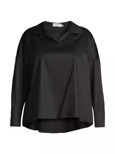 Хлопковая блузка больших размеров Enid Harshman, Plus Size, черный