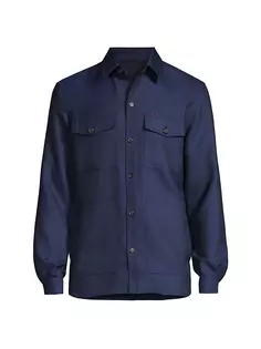 Верхняя рубашка на пуговицах из смесовой шерсти Isaia, синий