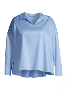 Хлопковая блузка больших размеров Enid Harshman, Plus Size, синий