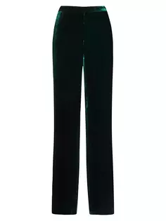 Бархатные брюки прямого кроя из шелковой смеси Polo Ralph Lauren, цвет jade